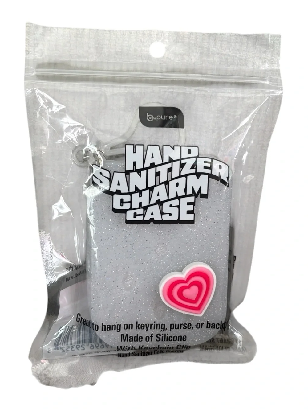 Silver Hand Sanitizer Charm Case with 4-Piece Charms